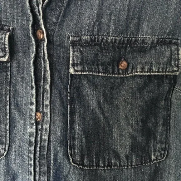 Denim Button Down Cotton Overshirt | XS - Picture 3 of 7